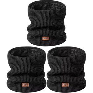 Men Warmer Triple Black 3-Pack Neck Thermal Fleece Cold Weather